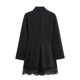 Erna Lace Trim Double Breasted Blazer Dress