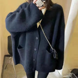 Basic Solid Color Boxy Knit Cardigan - 6 Colors