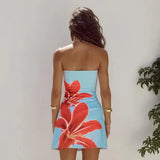 Sefina Tropical Prints Tube Mini Dress