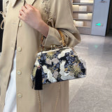 Ilta Kimono Prints Bamboo Handle Clutch Bag