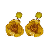 Clear Resin Rose Drop Earrings - 7 Colors