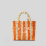 Paris Candy Color Stripes Straw Knit Shopper Totes