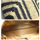 Farrah Geometric Pattern Straw Shoulder Bag