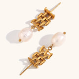 Clara Link & Pearl Drop Earrings 