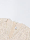 Veida Elegant Pearl Belted Lace Dress