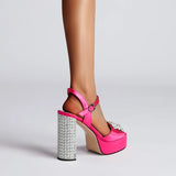 Talia Crystal Buckle Platform Ankle Strap Sandals