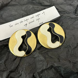 Edan Luxe Ying Yang Black and White Stud Earrings