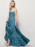 Zelda Open Back Halter Maxi Dress