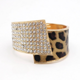 Regina Rhinestone Leather Geometric Cuff Bracelet