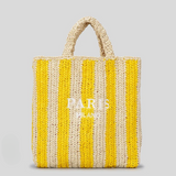 Paris Candy Color Stripes Straw Knit Shopper Totes