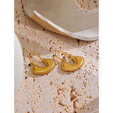 Elegant Gold Beaded Crescent Hoop Earrings