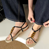 Mariel Straw Woven Bead Gladiator Sandals