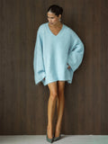 Ciera Oversized Fuzzy V-Neck Sweater