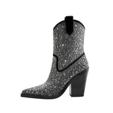 Caja Rhinestone Sequin Western Chelsea Boots