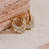 CZ Rhinestone Heart Hoop Earrings