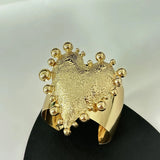 Textured Large Heart Shaped Cuff Bracelets