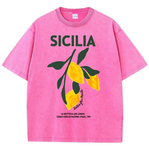Sicilia Lemons Graphic Vintage Wash T-Shirts