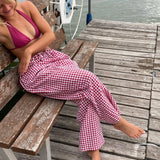 Harper Pin Check Casual Drawstring Pants
