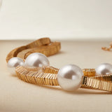 Carmo Multi Thread Pearl Golden Bib Necklace
