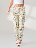 Marie Fun Graphic Print Cropped Casual Jeans