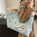 Yves Fringe Canvas Tote Bag