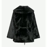 Loja Brown Faux Fur Midi Coat