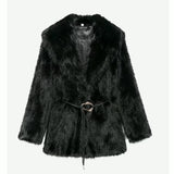Loja Brown Faux Fur Midi Coat