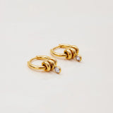 Minimalist 18K Gold White Zirconia Hoop Earrings