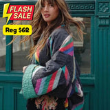 Saara Rainbow Stripe Quilted Kimono Jacket / Size L - SALE