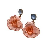 Clear Resin Rose Drop Earrings - 7 Colors