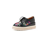 Anica Silk Embroidery Leather Platform Oxford Shoes