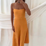 Fila Spaghetti Strap Ribbed Knit Maxi Dress