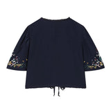 Sabine Embroidered Tie-Front Top