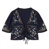 Sabine Embroidered Tie-Front Top