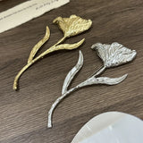 Vintage Jumbo Metal Leaf Flower Brooch