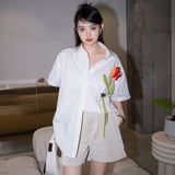 Sachi 3D Flower Embroidery Shirt watereverysunday