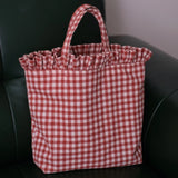 Caya Ruffle Trim Casual Gingham Tote