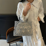 Sofia Metallic Woven Ring Handle Bag