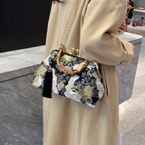 Ilta Kimono Prints Bamboo Handle Clutch Bag