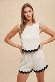 Sadie Waffle Wave Trim Top & Shorts Set