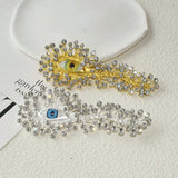 Large Rhinestone Metal Eyes Brooch and Necklace