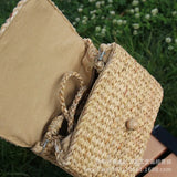Cahya Wooden Bead Handle Straw Handbag