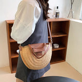 Syria Halfmoon Raffia Shoulder Bags - 2 Colors