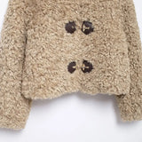 Edith Curly Faux Fur Toggle Jacket