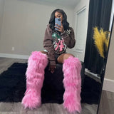 Essia Shaggy Faux Fur Over The Knee Boots