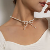 Chic Pearl Bow Knot Choker Necklace