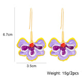 Violet Flower Enamel Drop Earrings