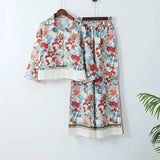 Albertina Retro Floral Tunic Blouse & Pants Set