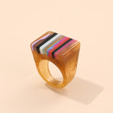 Safina Colorful Stripe Acrylic Resin Rings - 11 Colors watereverysunday