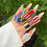Safina Colorful Stripe Acrylic Resin Rings - 11 Colors